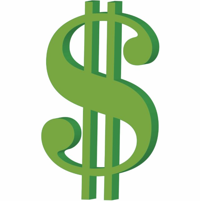 Dollar, teken, 3D Staand Fotobeeldje (Voorkant)