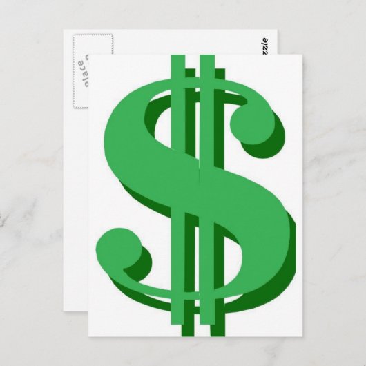 $ dollar-teken briefkaart (Voorkant / Achterkant)