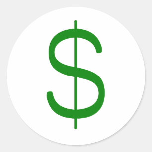 Dollar teken$ Geel Groen Roze Ronde Sticker