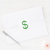 Dollar teken$ Geel Groen Roze Ronde Sticker (Envelop)