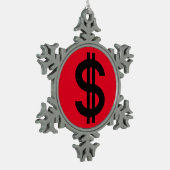 Dollar teken geld tin sneeuwvlok ornament (Links)