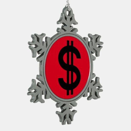 Dollar teken geld tin sneeuwvlok ornament (Links)