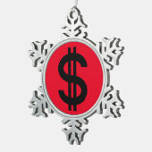 Dollar teken geld tin sneeuwvlok ornament (Rechts)