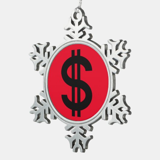Dollar teken geld tin sneeuwvlok ornament (Rechts)