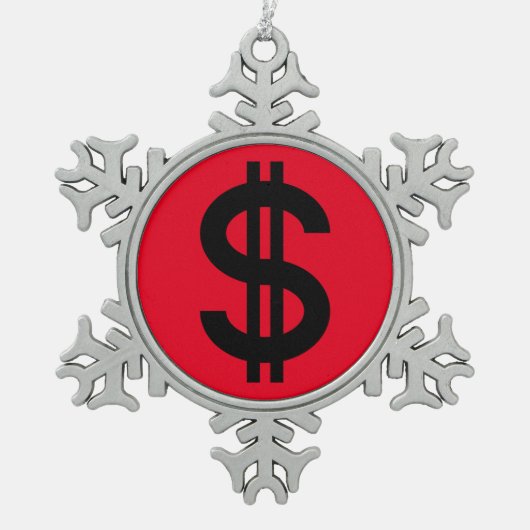 Dollar teken geld tin sneeuwvlok ornament (Voorkant)