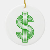 Dollar-teken Geldsymbool Keramisch Ornament (Voorkant)