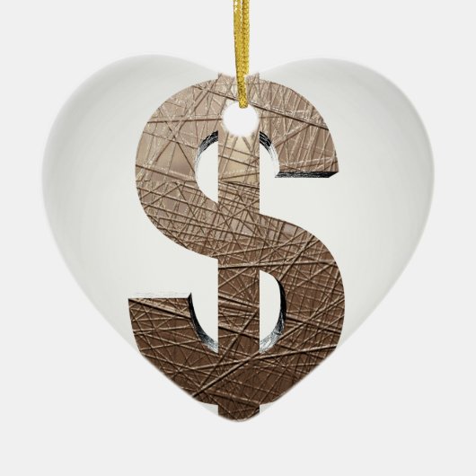 Dollar-teken Keramisch Ornament (Voorkant)