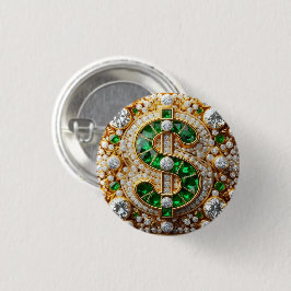 Dollar Teken Knop Ronde Button 3,2 Cm
