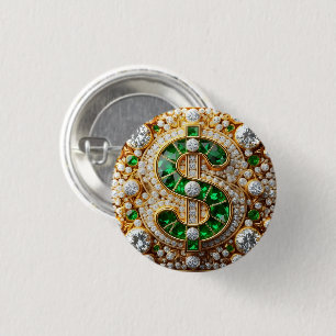 Dollar Teken Knop Ronde Button 3,2 Cm