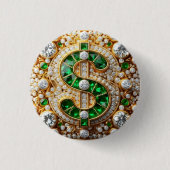 Dollar Teken Knop Ronde Button 3,2 Cm (Voorkant)