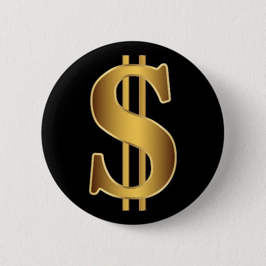 Dollar-teken Ronde Button 5,7 Cm (Voorkant)