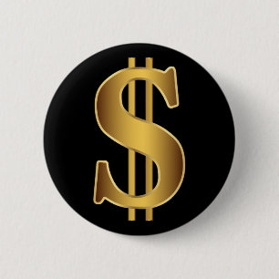 Dollar-teken Ronde Button 5,7 Cm