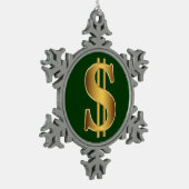 Dollar-teken Tin Sneeuwvlok Ornament (Links)