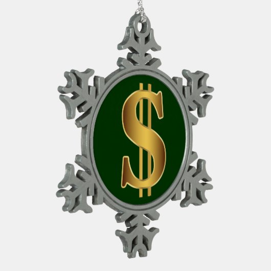 Dollar-teken Tin Sneeuwvlok Ornament (Links)