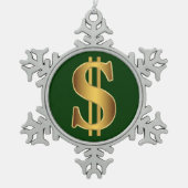 Dollar-teken Tin Sneeuwvlok Ornament (Voorkant)