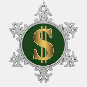 Dollar-teken Tin Sneeuwvlok Ornament