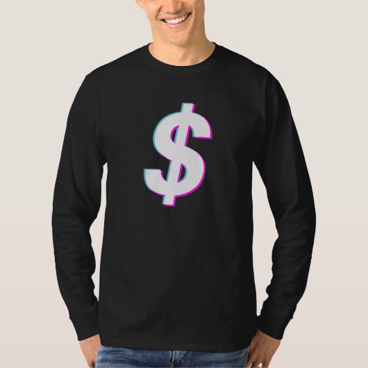 Dollar teken vaporwave esthetische glitch t-shirt (Voorkant)