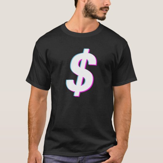 Dollar teken vaporwave esthetische glitch t-shirt (Voorkant)