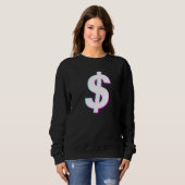 Dollar teken vaporwave esthetische glitch trui (Voorkant volledig)