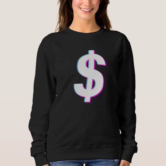 Dollar teken vaporwave esthetische glitch trui (Voorkant)
