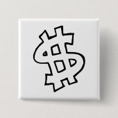 Dollar-teken Vierkante Button 5,1 Cm (Voorkant)