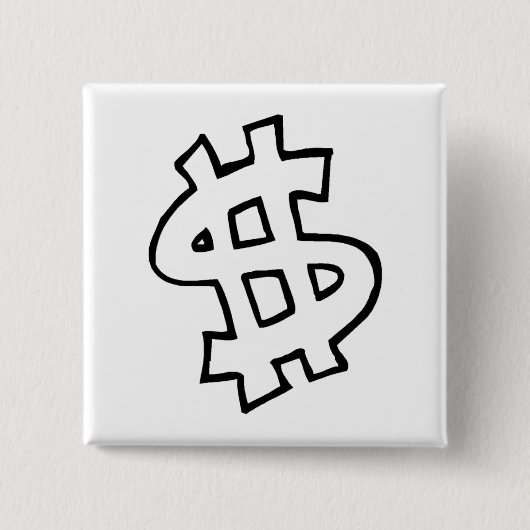 Dollar-teken Vierkante Button 5,1 Cm (Voorkant)