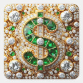 Dollar-teken vierkante sticker (Voorkant)
