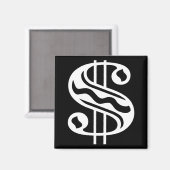 Dollar-teken - Wit Magneet (Voorkant / Achterkant)