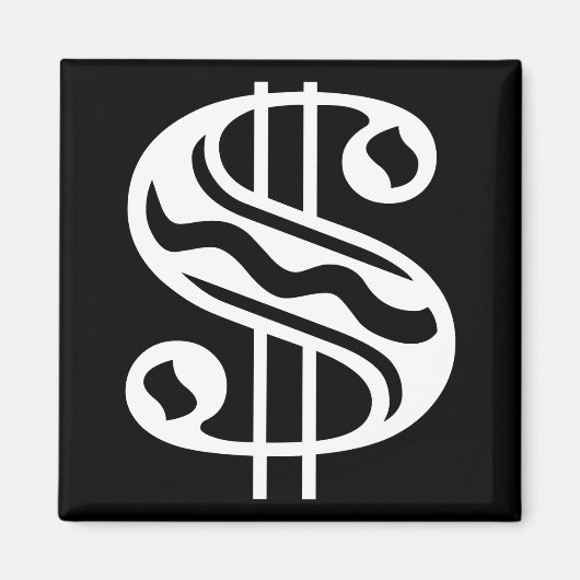 Dollar-teken - Wit Magneet (Voorkant)