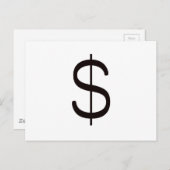 Dollar-teken$ Zwart rood Briefkaart (Voorkant / Achterkant)