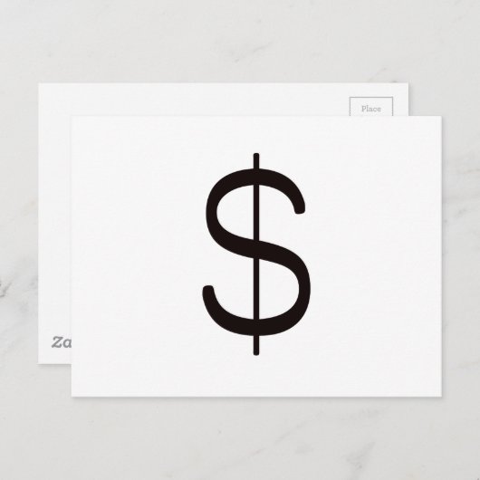 Dollar-teken$ Zwart rood Briefkaart (Voorkant / Achterkant)