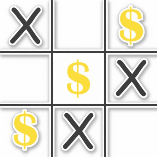 Dollar Tic Tac Toe Sticker (Voorkant)