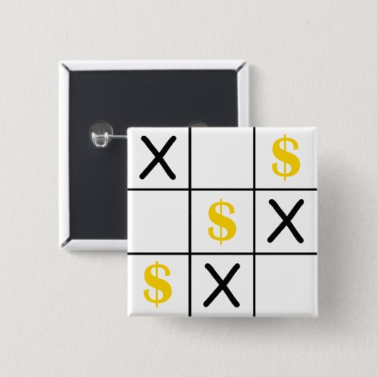 Dollar Tic Tac Toe Vierkante Button 5,1 Cm (Voorkant /achterkant)