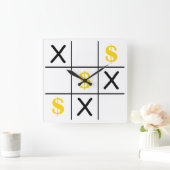 Dollar Tic Tac Toe Vierkante Klok (Huis)