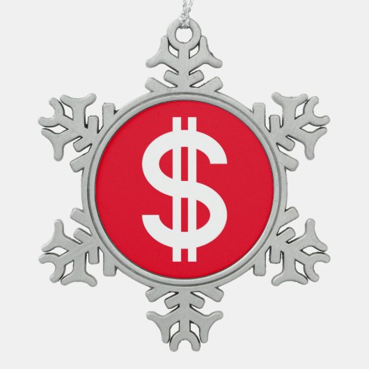 Dollar Tin Sneeuwvlok Ornament (Voorkant)