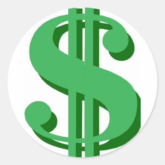 dollarteken ronde sticker (Voorkant)
