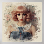  Dollcore Meisje met Ivoren Rand Poster (Voorkant)
