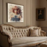 Dollcore Meisje met Ivoren Rand Poster<br><div class="desc">Verwen uw ruimte met de delicate charme van Dollcore door deze uniek ontworpen muurkunst. Met een geïnspireerd meisje gekleed in een zacht blauw en wit gingham-ensemble, versierd met kantaccenten, sierlijke bogen en levendige rode knoppen, legt dit kunstwerk perfect de grilligheid en elegantie van de Dollcore-esthetiek vast. Het poster is omlijst...</div>