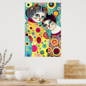 Dolle Abstracte Coole Katten Poster (Keuken)