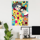 Dolle Abstracte Coole Katten Poster (Thuiskantoor)