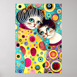 Dolle Abstracte Coole Katten Poster