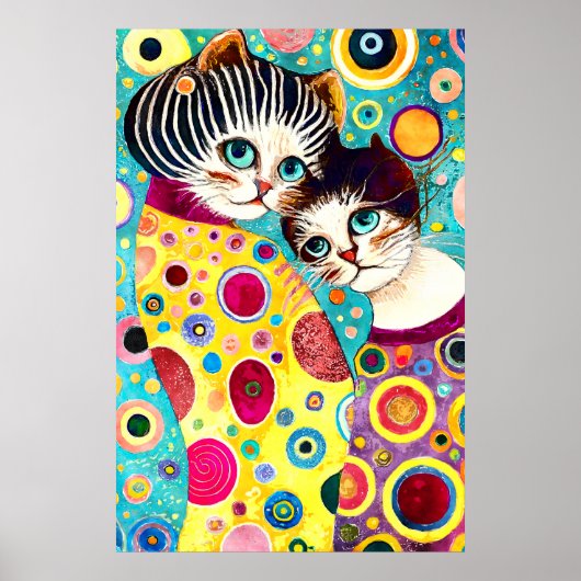 Dolle Abstracte Coole Katten Poster (Voorkant)