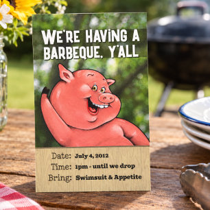 Dolle biggenbraad zomer barbecue aangepaste uitnod kaart