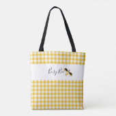 Dolle Bij, Gele Gingham Schoudertas Tote Bag (Achterkant)