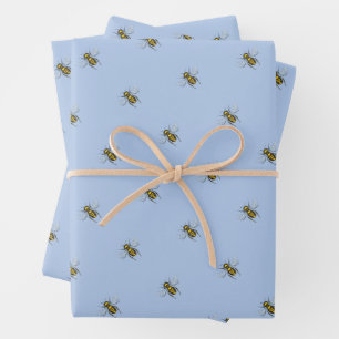 Dolle Bij Schattige Kleine Honingbij Koningin Bij Inpakpapier Vel