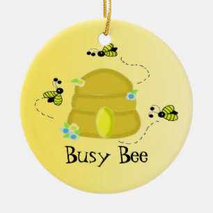 Dolle Bijen met Bijenkorf Keramisch Ornament