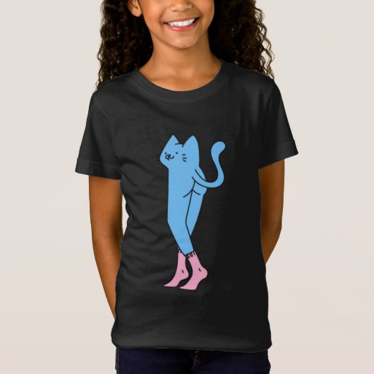Dolle Blauwe Kat Met Lange Poten T-shirt (Voorkant)