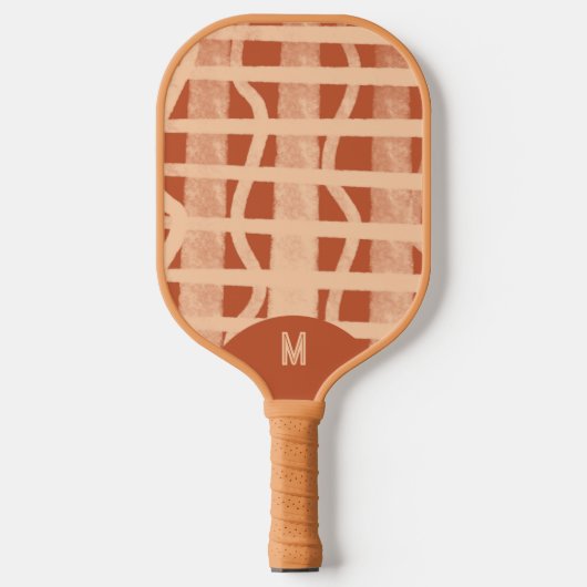 Dolle Boho Terracotta Geschilderde Monogram Pickleball Paddle (Voorkant)