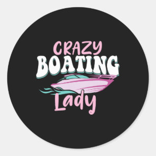 Dolle bootvrouw - bootliefhebber zeilende motorboo ronde sticker