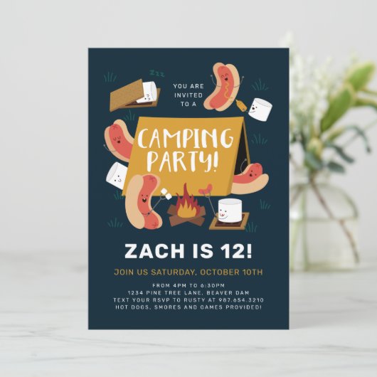 Dolle Camping Feest Kaart (Staand voorkant)